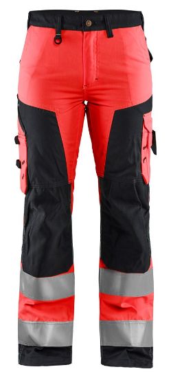 Afbeeldingen van BLÅKLÄDER Werkbroek dames zonder spijkerzakken 7155 High Vis rood/zwart C40