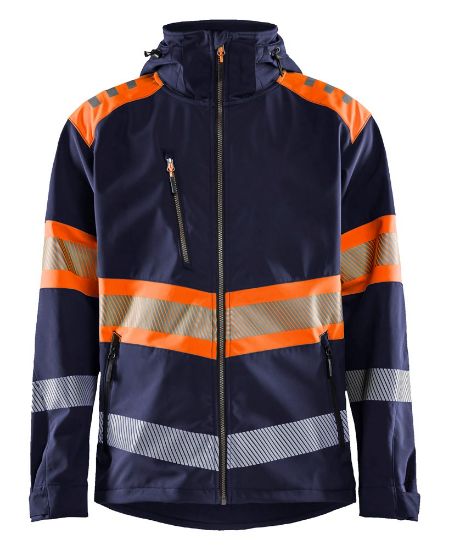Afbeeldingen van BLÅKLÄDER Softshell jack 4494 marineblauw/High Vis oranje L