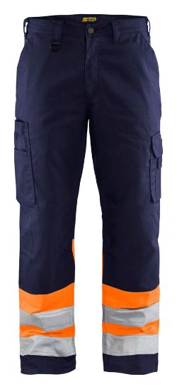 Afbeeldingen van BLÅKLÄDER Werkbroek 1564 marineblauw/High Vis oranje D100