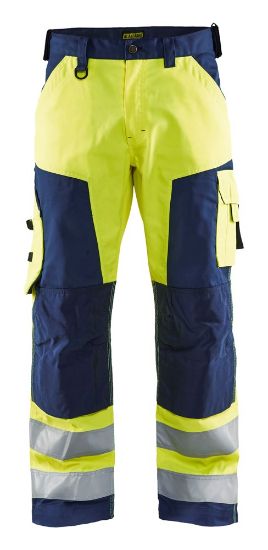 Afbeeldingen van BLÅKLÄDER Werkbroek zonder spijkerzakken 1566 High Vis geel/marineblauw D88