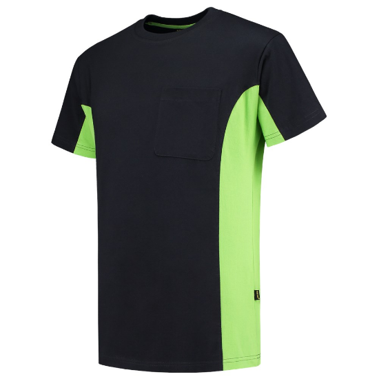 Afbeeldingen van TRICORP T-shirt bi-colour met borstzak 102002 navy/limoen L
