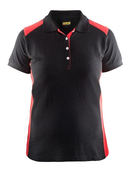 Afbeeldingen van BLÅKLÄDER Poloshirt piqué dames 3390 zwart/rood XS