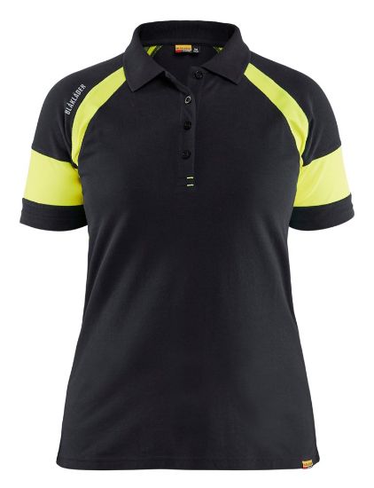 Afbeeldingen van BLÅKLÄDER Poloshirt dames Visible 3529 zwart/High Vis geel L