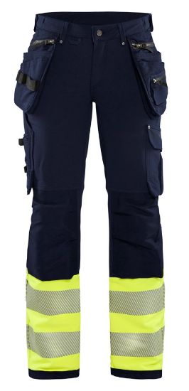 Afbeeldingen van BLÅKLÄDER Werkbroek met 4-weg stretch dames 7193 marineblauw/High Vis geel C48