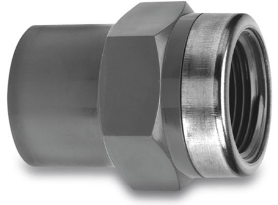 Afbeeldingen van VDL Overgangssok versterkt PVC-U grijs 32/40MMX1.¼" lijmmof/spie/binnendraad 16bar