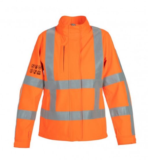 Afbeeldingen van HYDROWEAR Softshell jas multinorm RWS dames Morgan fluor oranje M