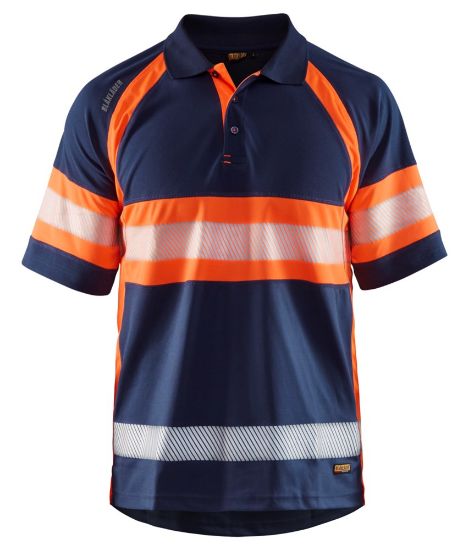 Afbeeldingen van BLÅKLÄDER Poloshirt UV Klasse 1 3338 marineblauw/High Vis oranje M