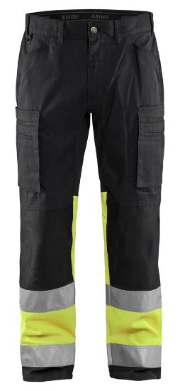 Afbeeldingen van BLÅKLÄDER Werkbroek met stretch 1551 zwart/High Vis geel D96