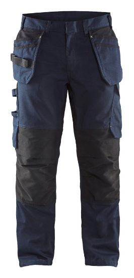 Afbeeldingen van BLÅKLÄDER Werkbroek service met stretch en spijkerzakken 1496 donker marineblauw/High Vis geel C62
