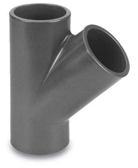 Afbeeldingen van VDL T-stuk 45° PVC-U grijs 200MM lijmmof 6bar