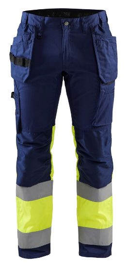 Afbeeldingen van BLÅKLÄDER Werkbroek met stretch 1558 marineblauw/High Vis geel D92