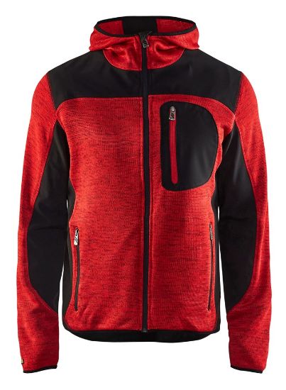 Afbeeldingen van BLÅKLÄDER Gebreid vest met softshell 4930 rood/zwart S