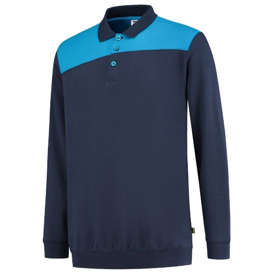 Afbeeldingen van TRICORP Polosweater bi-colour Naden 302004 inkt/turquoise L
