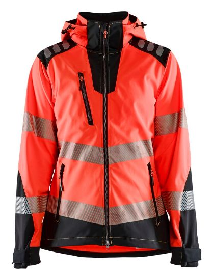 Afbeeldingen van BLÅKLÄDER Softshell jack dames 4791 High Vis rood/zwart XS