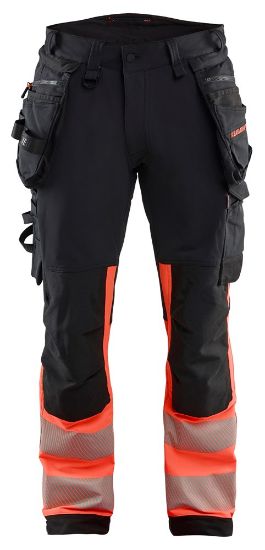 Afbeeldingen van BLÅKLÄDER Werkbroek met 4-weg stretch 1125 zwart/High Vis rood C62