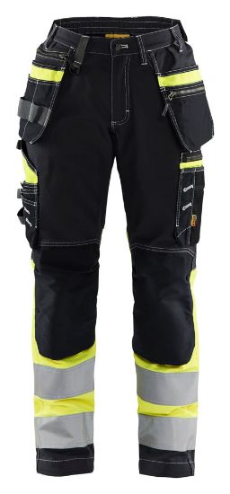 Afbeeldingen van BLÅKLÄDER Werkbroek met stretch dames 7196 zwart/High Vis geel C32