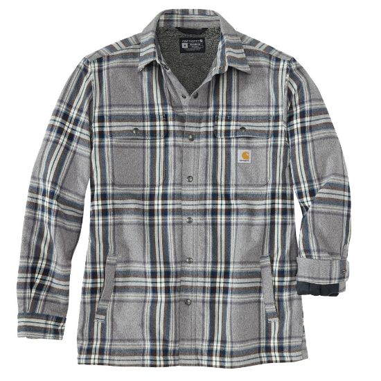 Afbeeldingen van CARHARTT Overhemd flannel sherpa geruit 105430 asphalt 2XL