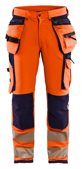 Afbeeldingen van BLÅKLÄDER Werkbroek met 4-weg stretch 1997 High Vis oranje/marineblauw D116