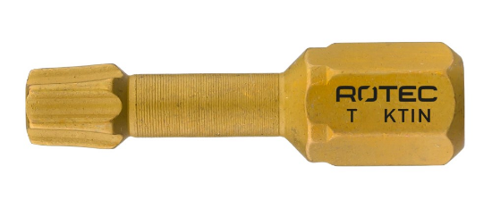 Afbeeldingen van ROTEC Torsionbit ¼" PRO T30 25MM C6,3MM conisch TiN 10x