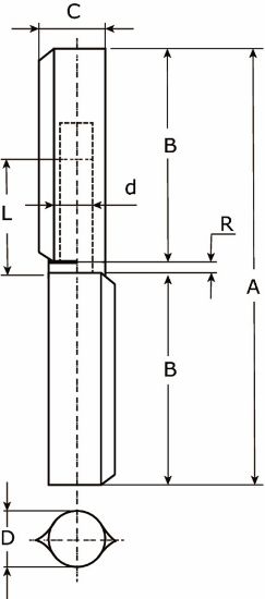 Afbeeldingen van DX Aanlaspaumelle blank stalen pen & messing ring