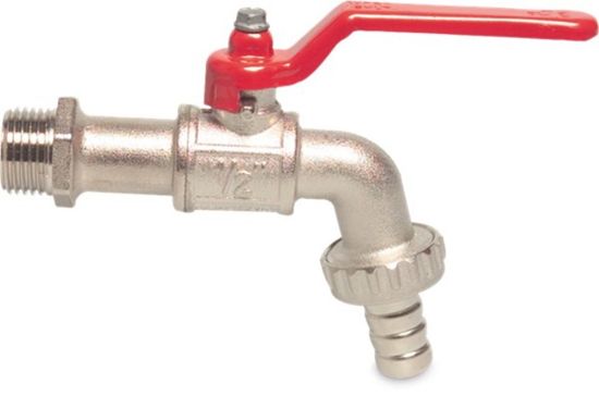 Afbeeldingen van ITAP Kogelkraan met slangwartel type 132 messing vernikkeld ½"X12MM buitendraad/slangtule 15bar DN15