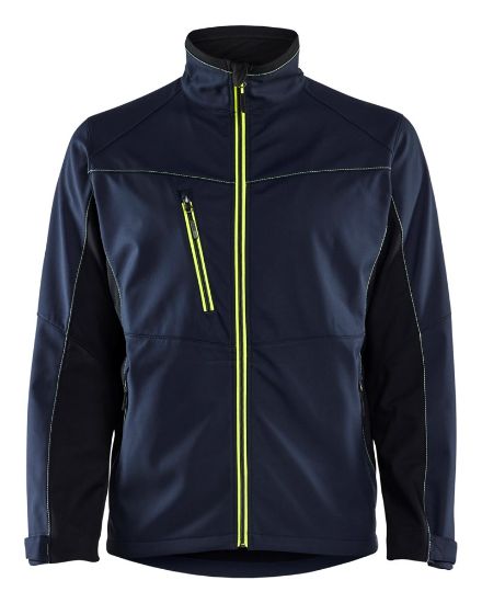 Afbeeldingen van BLÅKLÄDER Softshell jack 4950 donker marineblauw/High Vis geel 3XL