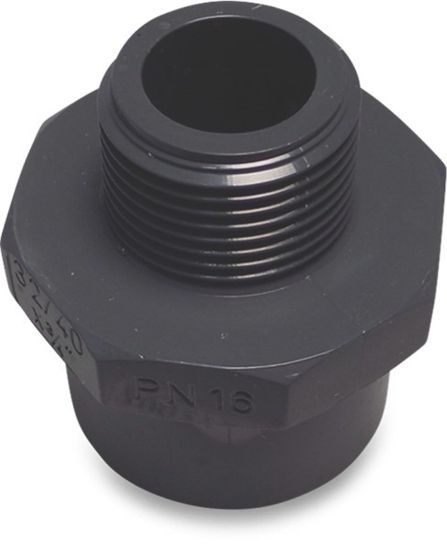 Afbeeldingen van VDL Puntstuk PVC-U achtkant grijs 63/75MMX2" lijmmof/spie/buitendraad 16bar