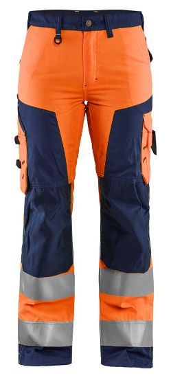 Afbeeldingen van BLÅKLÄDER Werkbroek dames zonder spijkerzakken 7155 High Vis oranje/marineblauw C38