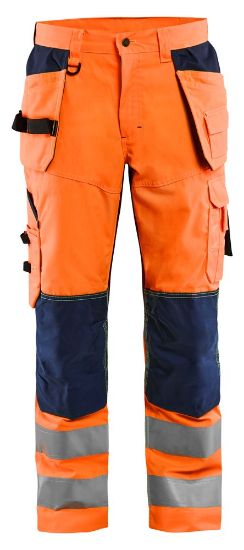 Afbeeldingen van BLÅKLÄDER Werkbroek met ventilatie 1565 High Vis oranje/marineblauw C60
