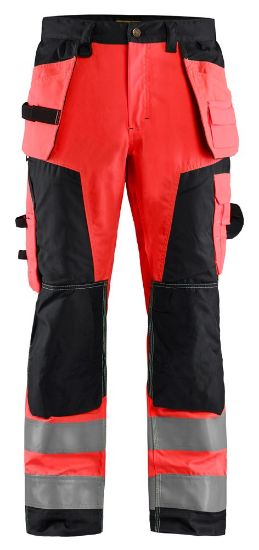 Afbeeldingen van BLÅKLÄDER Werkbroek 1568 High Vis rood/zwart D96