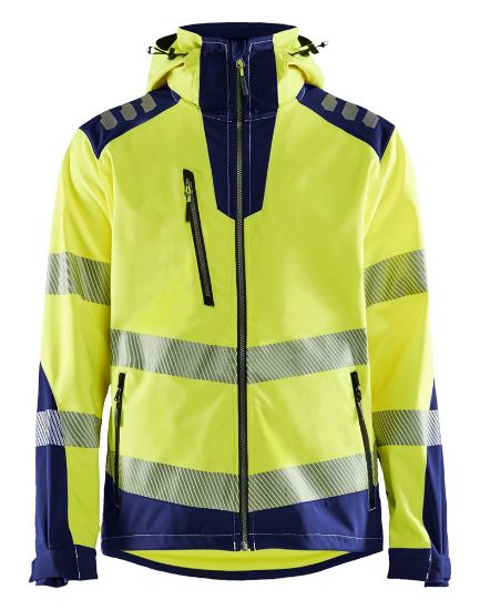 Afbeeldingen van BLÅKLÄDER Softshell jack 4491 High Vis geel/marineblauw L