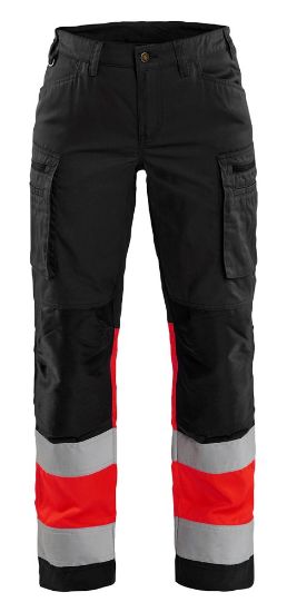 Afbeeldingen van BLÅKLÄDER Werkbroek met stretch dames 7161 zwart/High Vis rood C42