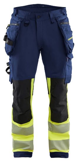 Afbeeldingen van BLÅKLÄDER Werkbroek met 4-weg stretch 1125 marineblauw/High Vis geel C152