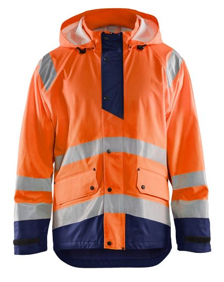Afbeeldingen van BLÅKLÄDER Regenjas LEVEL 1 4323 High Vis oranje/marineblauw XS
