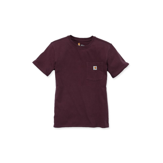 Afbeeldingen van CARHARTT T-shirt workwear met zak dames 103067 deep wine XS