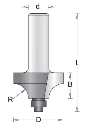 Afbeeldingen van Afrondfrees + onderlager S8MM 15,9X46X1,6MM