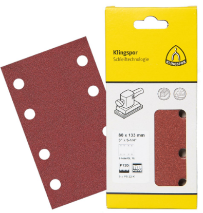Afbeeldingen van Schuurpapiervel PS22K met klittenband 70X125MM K80 zonder asgat in DIY verpakking