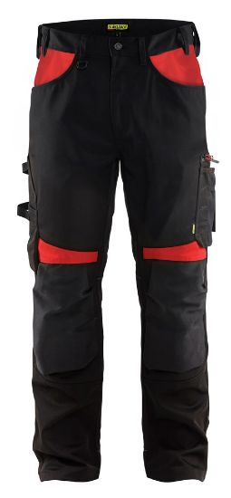 Afbeeldingen van BLÅKLÄDER Werkbroek zonder spijkerzakken 1556 zwart/rood D116