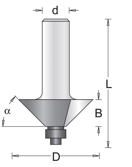 Afbeeldingen van Hoekfrees met onderlager S6MM 31,8X50X45MM