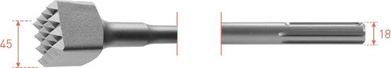 Afbeeldingen van ROTEC Bouchardeerbeitel SDS-Max 45X45MM 16 tanden