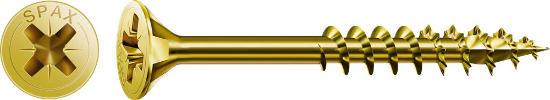 Afbeeldingen van SPAX Universele schroef verzonkenkop YELLOX deeldraad geel verzinkt PZ2 5X70MM