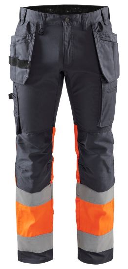 Afbeeldingen van BLÅKLÄDER Werkbroek met stretch 1558 medium grijs/High Vis oranje D84
