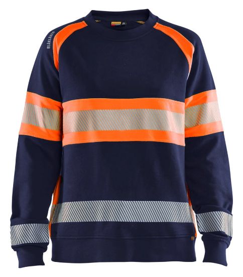 Afbeeldingen van BLÅKLÄDER Sweater dames 3409 marineblauw/High Vis oranje S