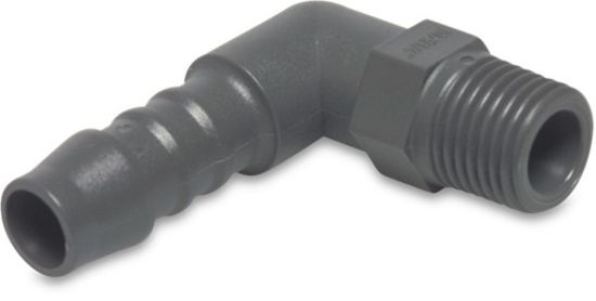 Afbeeldingen van Knie 90° nylon grijs 1"X25MM buitendraad/slangtule 16bar