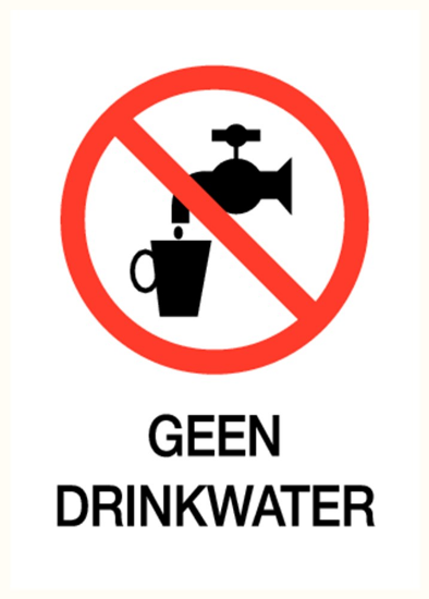 Afbeeldingen van Geen Drinkwater Bord Kunststof 35x50mm