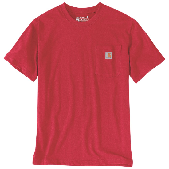 Afbeeldingen van CARHARTT T-shirt met zak K87 103296 fire red heather XS