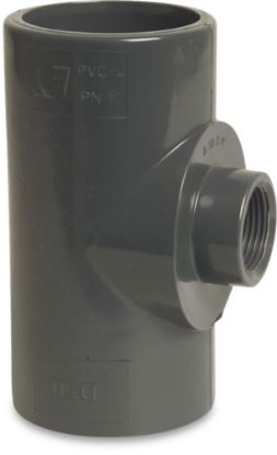 Afbeeldingen van PROFEC T-stuk 90° PVC-U grijs 25X½"X25MM lijmmof/binnendraad/lijmmof 10bar
