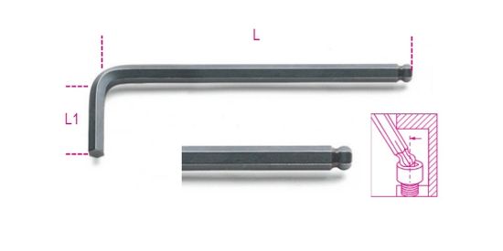 Afbeeldingen van BETA Haakse stiftsleutel gebruneerd kogelkop 96BP 2,5