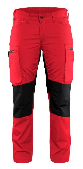 Afbeeldingen van BLÅKLÄDER Werkbroek service dames met stretch 7159 rood/zwart C30