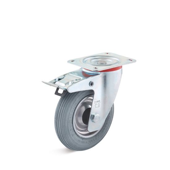 Afbeeldingen van TORWEGGE Zwenkwiel luchtband met plaat en rem LRS1 185X45MM h=210MM 50kg